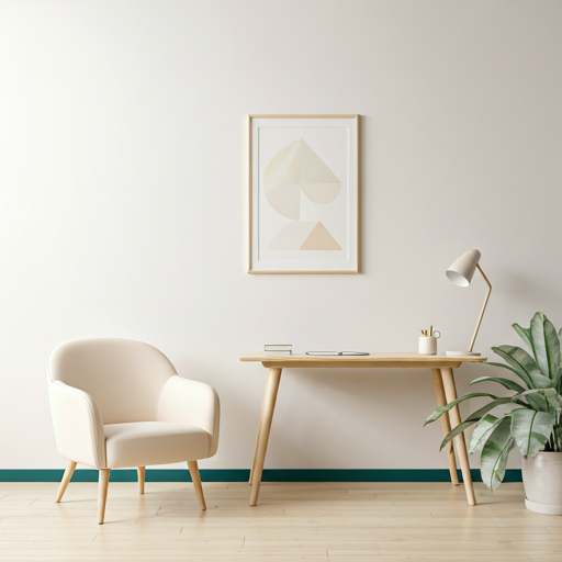 Cabinet de consultation clair avec fauteuil, bureau et decor minimaliste
